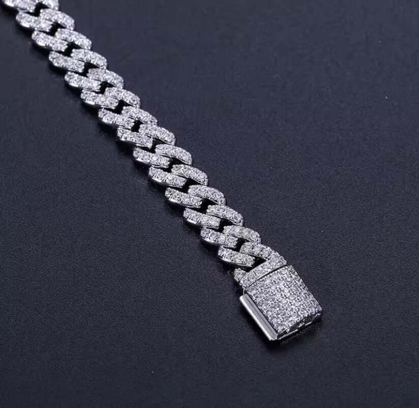 6mm Solid 925 Sterling Silver Miami Cuban Chain Bracelet For Women Men Iced Out Moissanite
