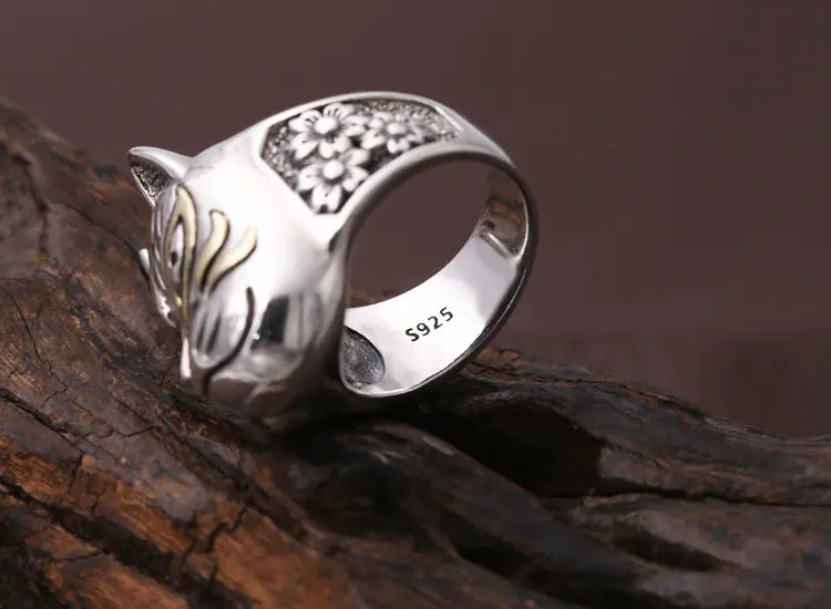 Mask Ring, Sterling Silver Ring, Thai Silver Ring