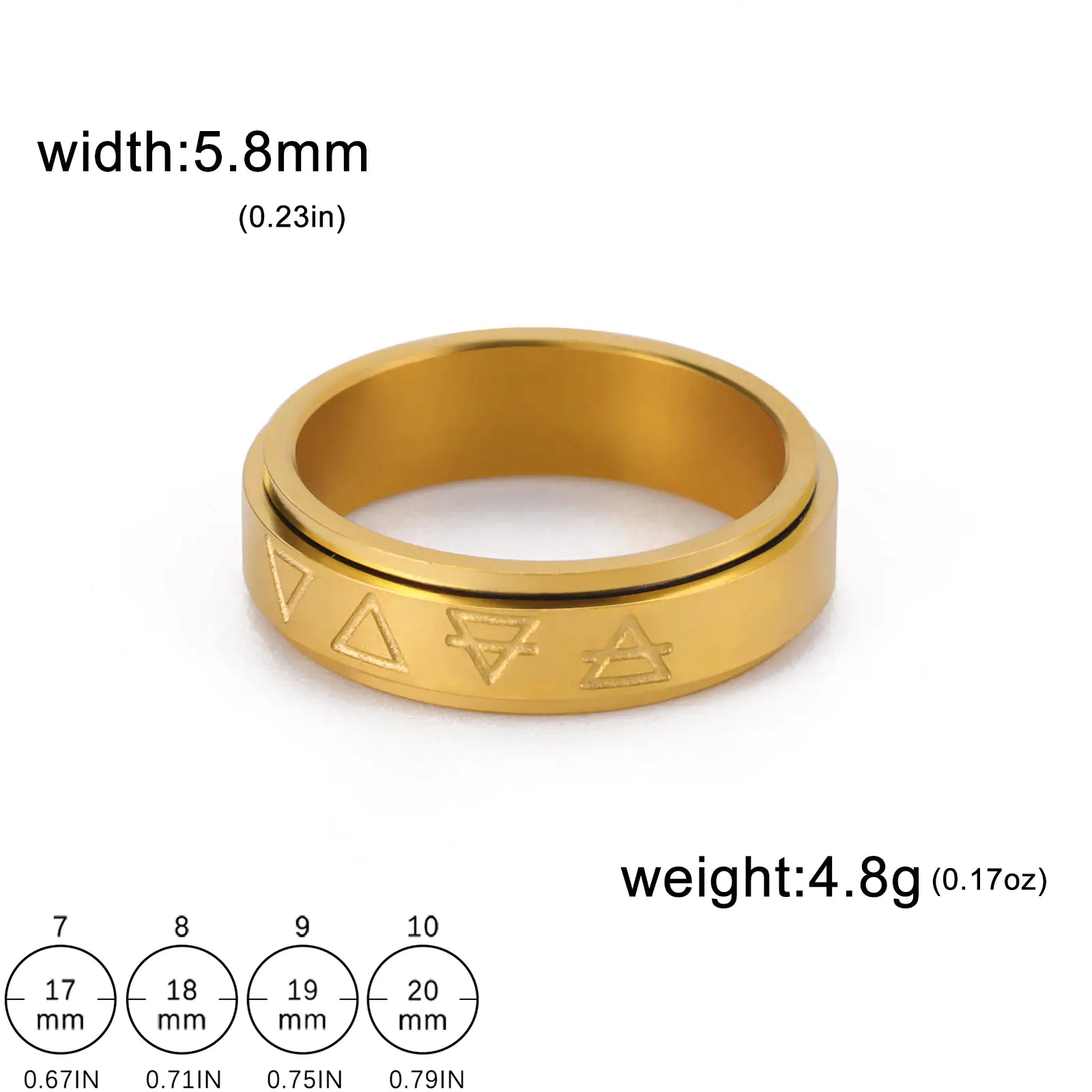 Rotatable Triangle Pattern Stainless Steel Ring