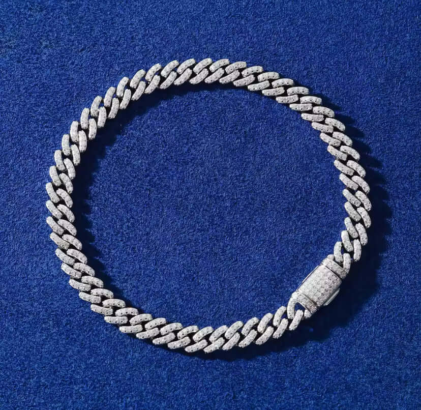 6mm Solid 925 Sterling Silver Miami Cuban Chain Bracelet For Women Men Iced Out Moissanite