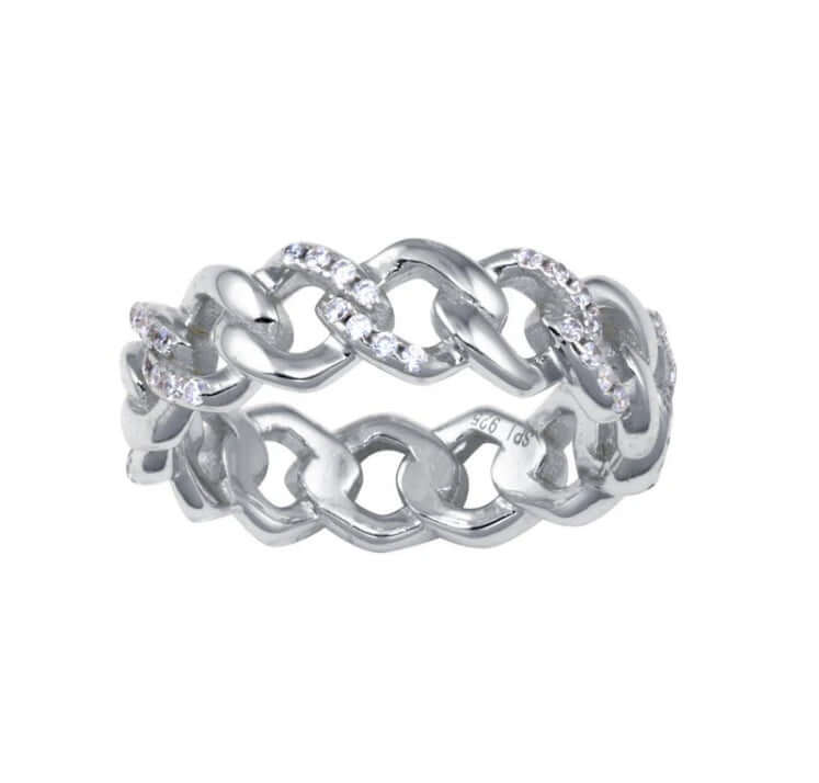 Rhodium Plated 925 Sterling Silver Curb Design Link Ring 5.8mm