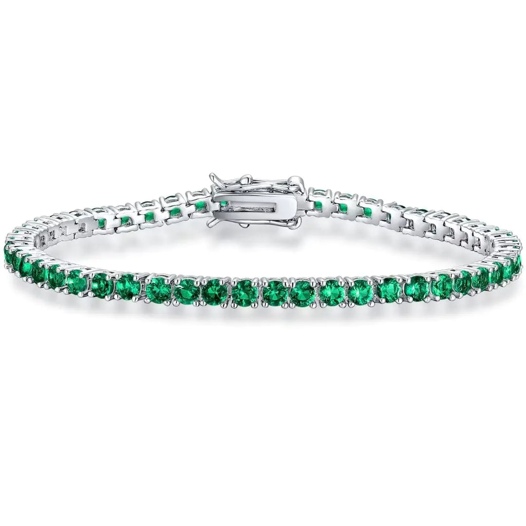 QUEENMOMENT May Birthstone Bracelets for WomenCreated Emerald Tennis Bracelets for Women3mm CZ Birthstone Tennis Bracelets Jewelry Birthday Gifts for Mom Wife 6.5 inch