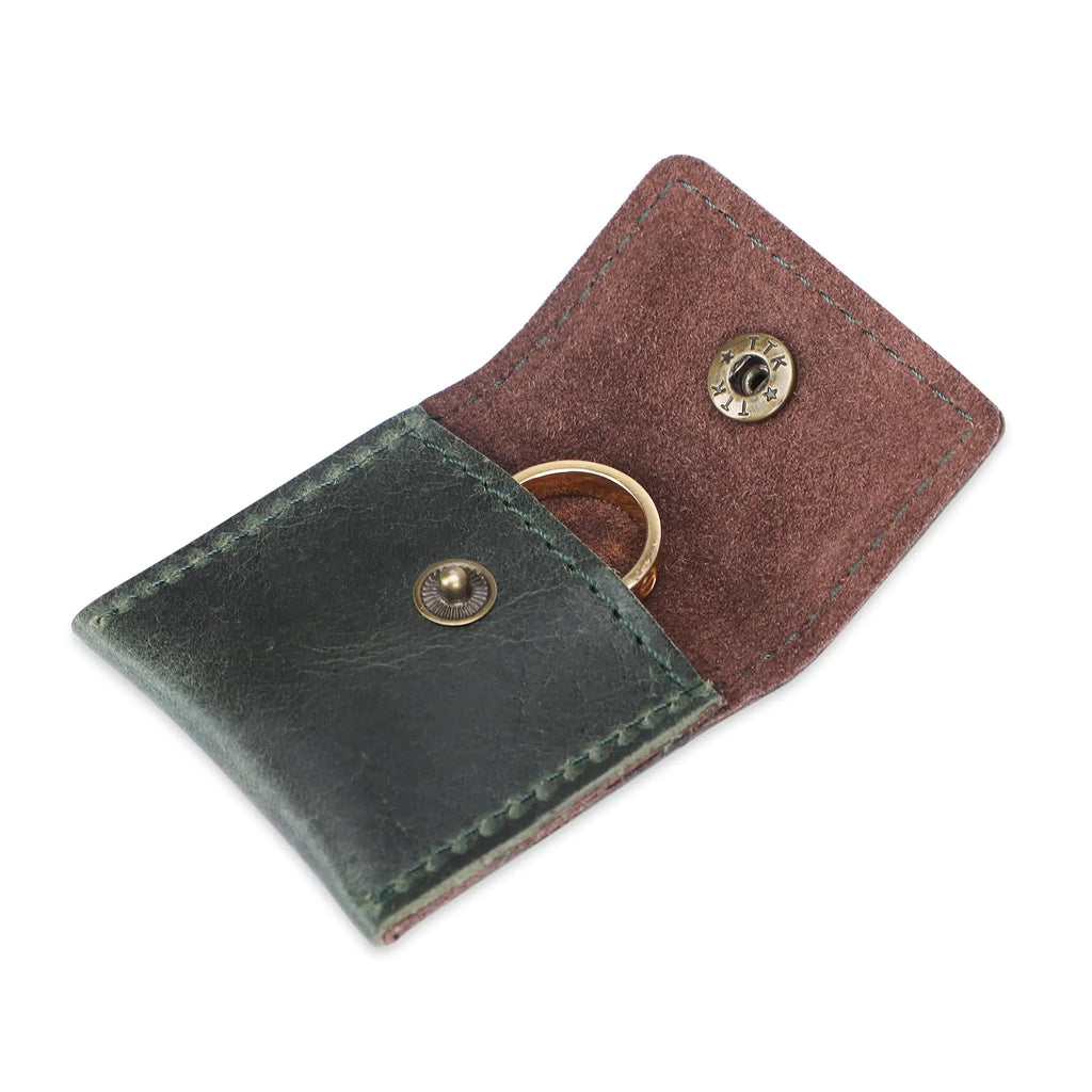 The Antiq Ring Pouch Leather Ring Case Wedding Ring Case (Green)