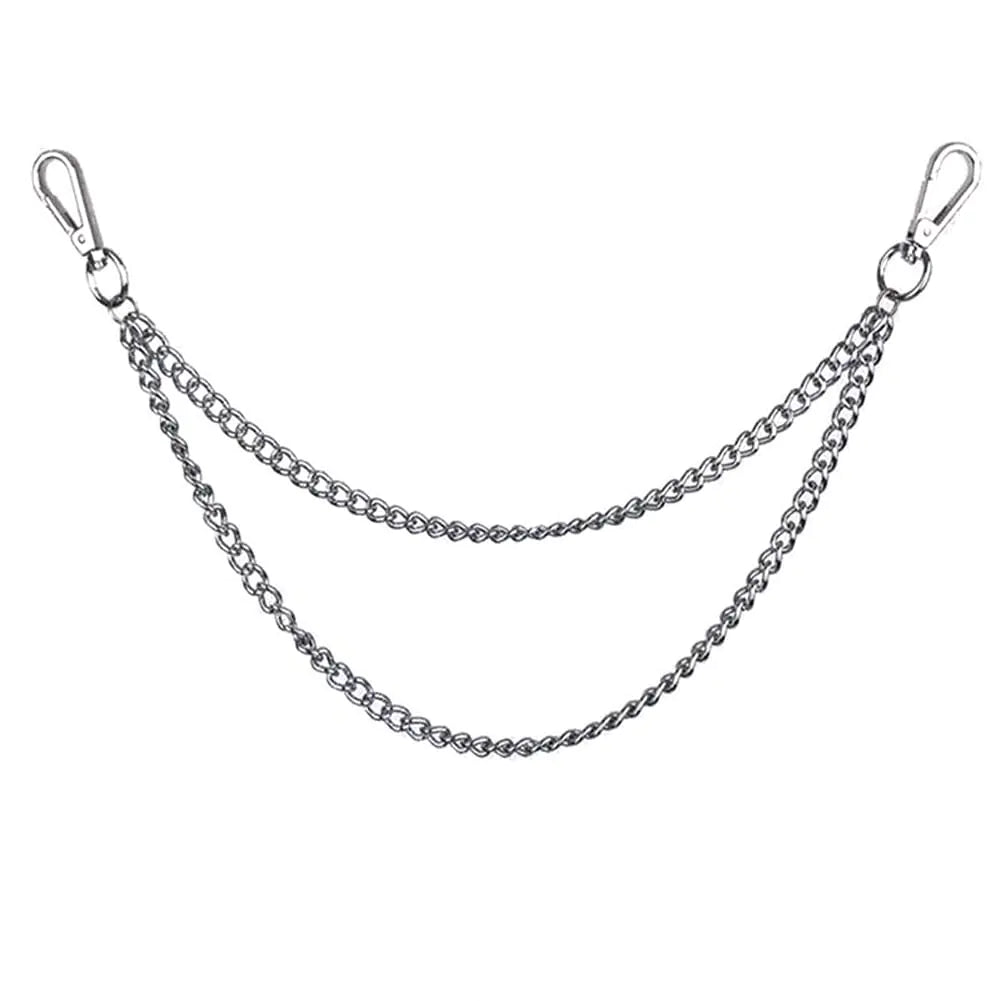Punk Pants Jean Chain for Women Belt Chains for Jeans Silver Pants Chain 2 Layer Chains for Pants Pocket Wallet Chains for Men