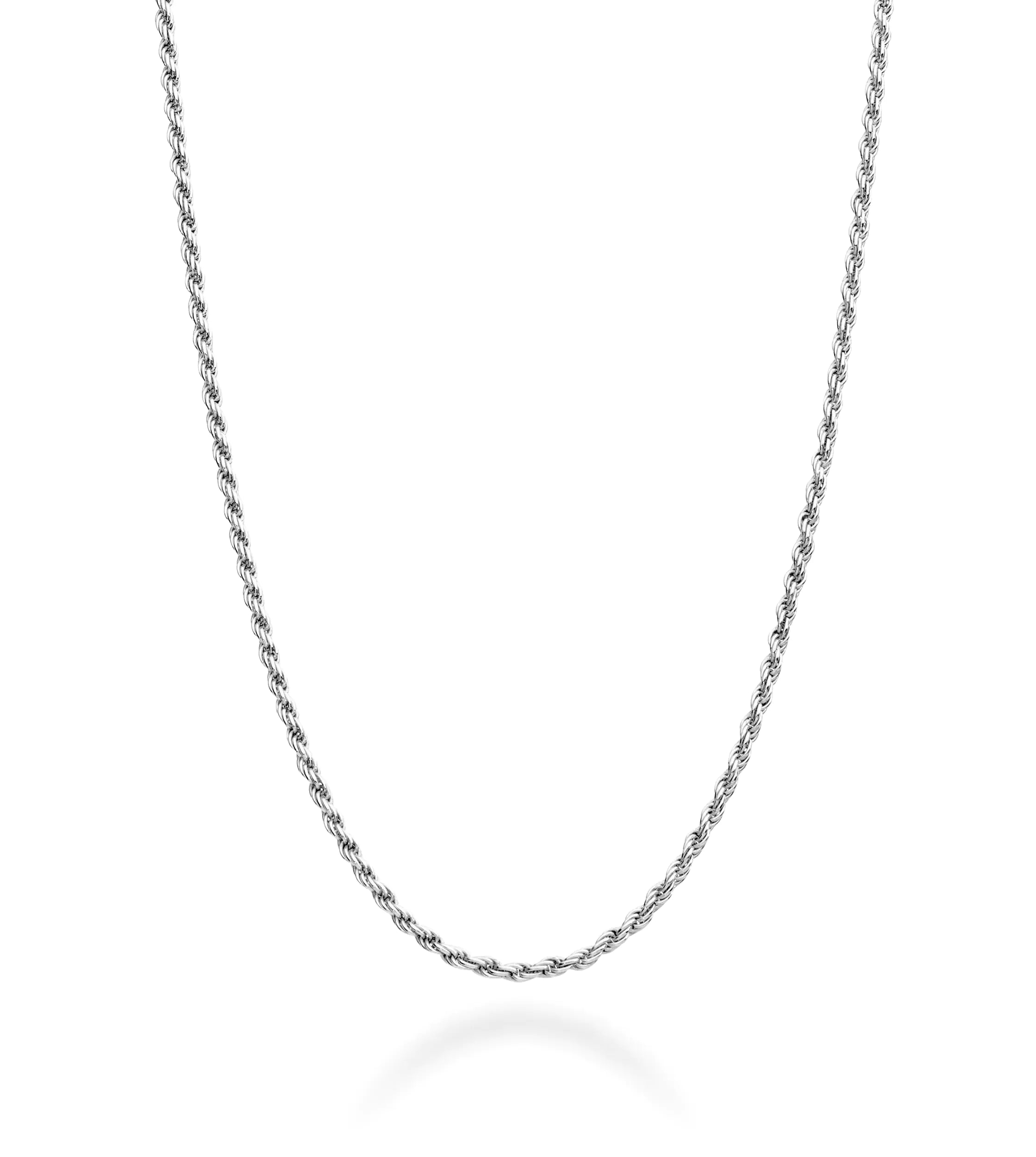 Miabella Italian 925 Sterling Silver 18K Over Sterling Silver 1.5mm Diamond-Cut Rope Chain Necklace for Women Men | Made in Italy (sterling silver Length 26 Inches)