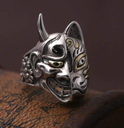 Mask Ring, Sterling Silver Ring, Thai Silver Ring