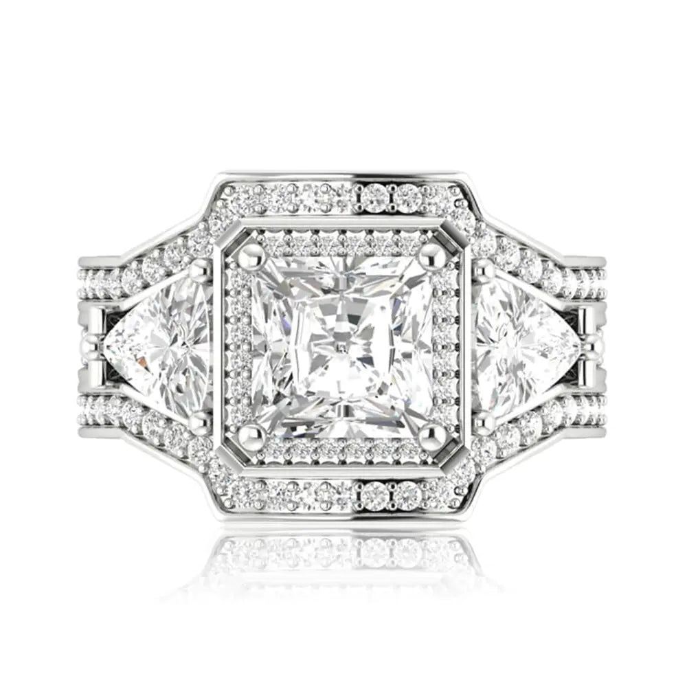 Square Ring, Moonstone Wedding Ring