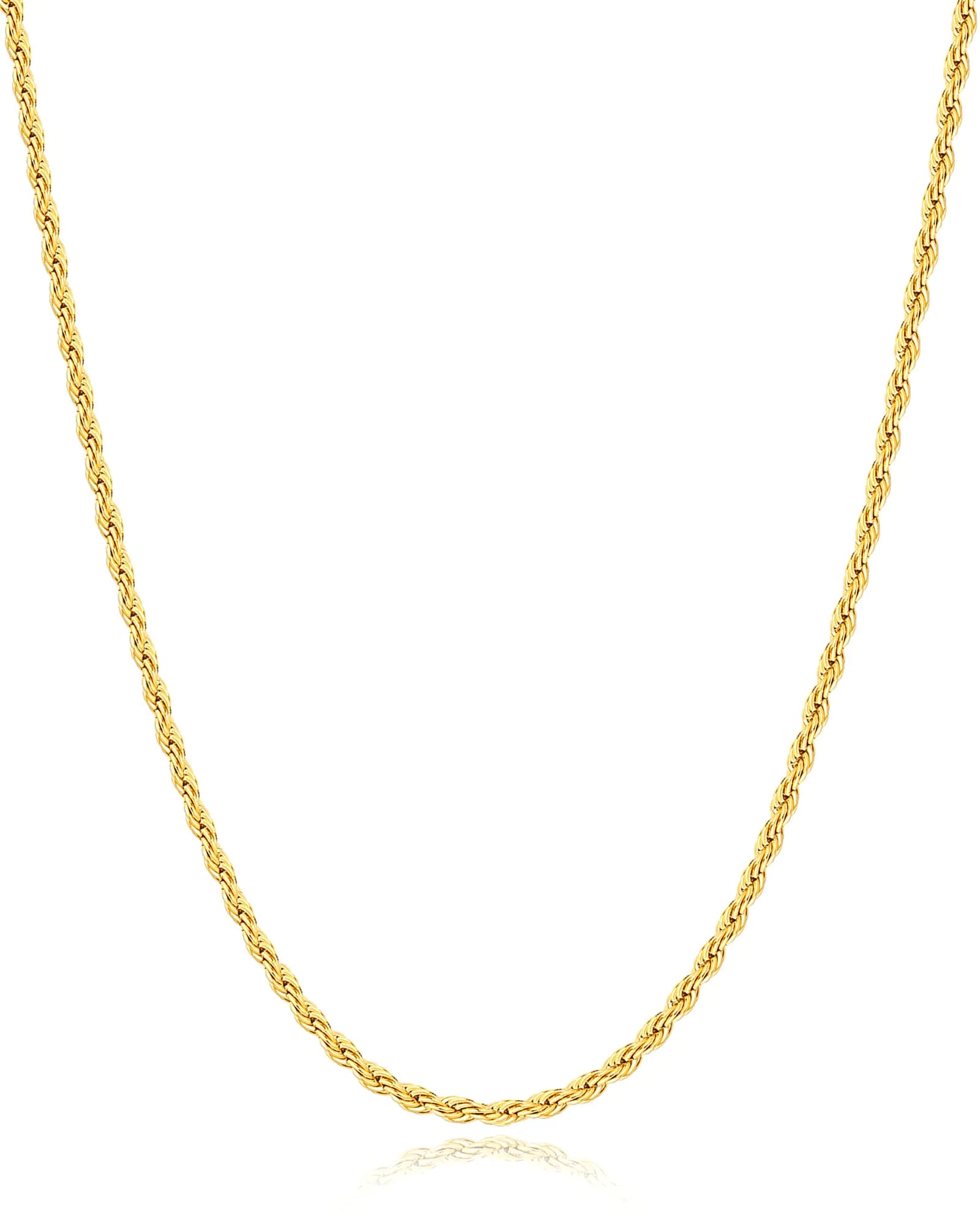 Andsion 14k Gold Plated Rope Chain for Men trendy 3.0mm Stainless Steel Necklace for Men Sturdy & Non Tarnish Gold Rope Chain Necklaces Mens Jewelry Gift 26 Inch