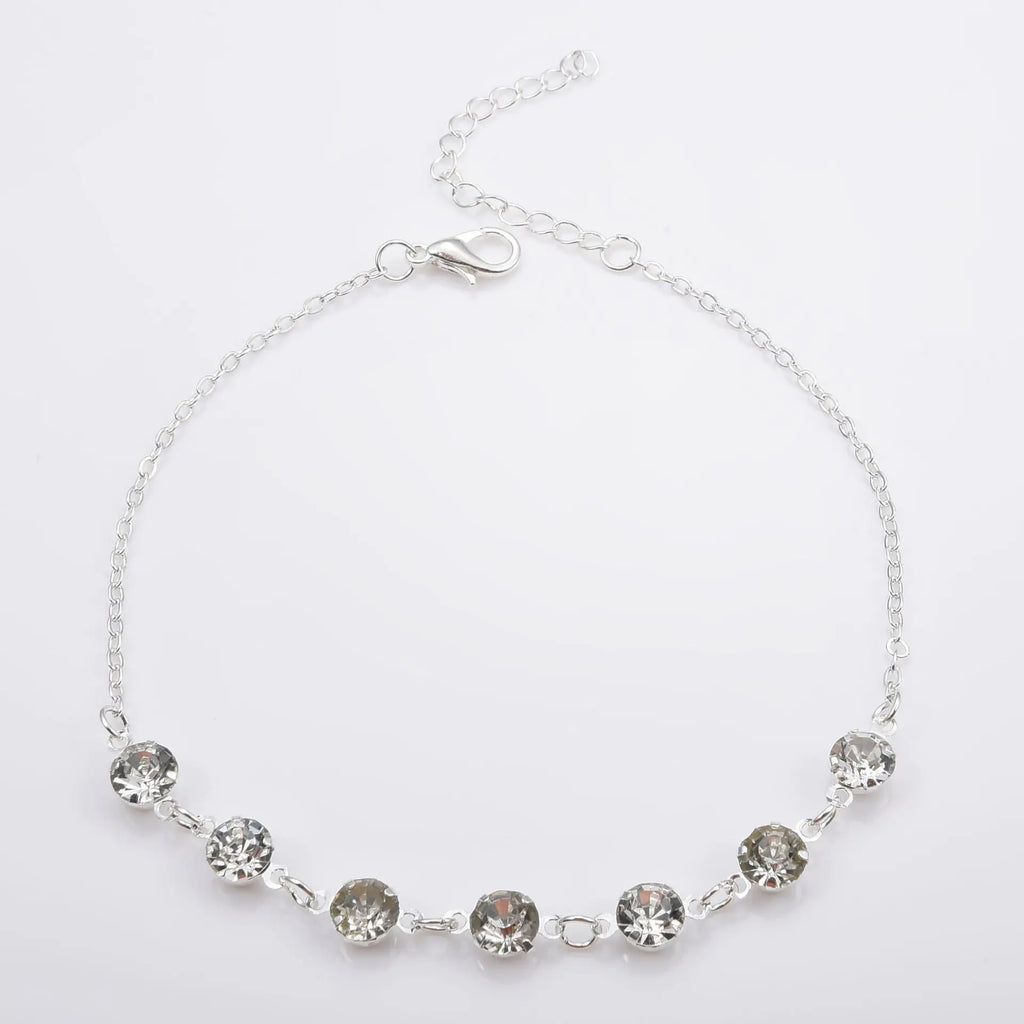 Simple Jewelry 7 Rhinestone Foot Chains Anklet