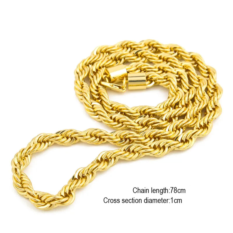Hip Hop Gold-Plated Twisted Rope Chain