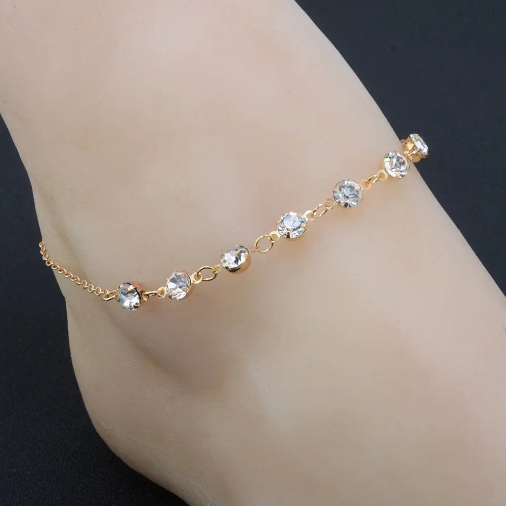Simple Jewelry 7 Rhinestone Foot Chains Anklet